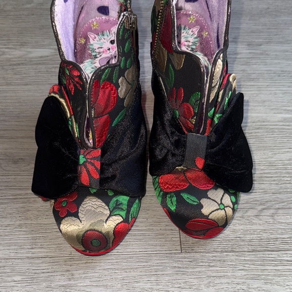 Irregular Choice Floral Ankle Boots with Black Bow - Picture 4 of 12